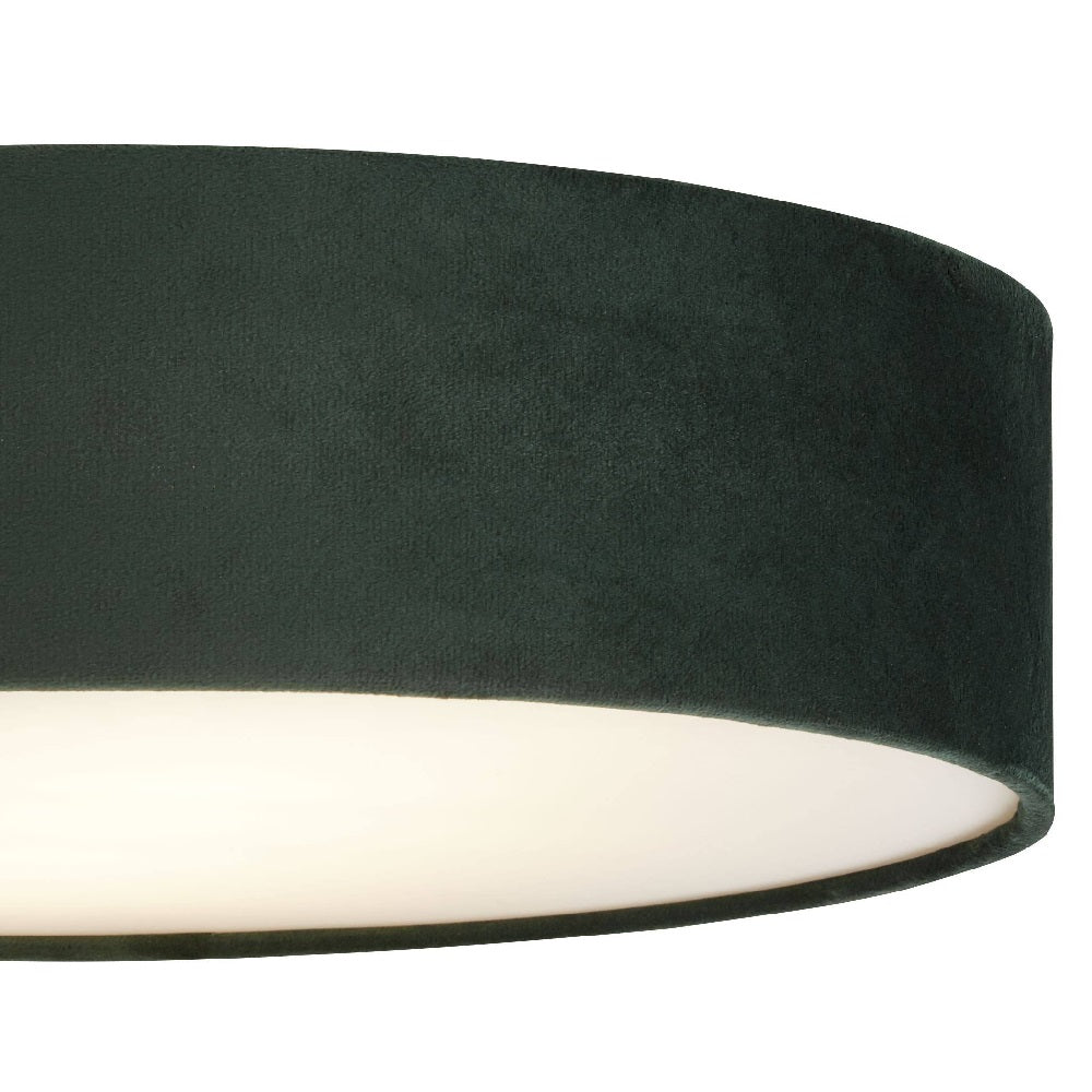 Lisslune | Green Velvet & Opal Diffuser Vintage Round Flush Drum Light 38cm