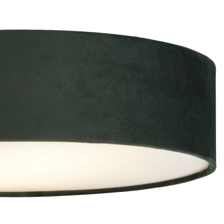 Lisslune | Green Velvet & Opal Diffuser Vintage Round Flush Drum Light 38cm