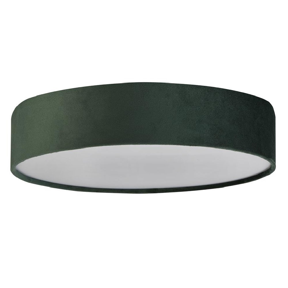 Lisslune | Green Velvet & Opal Diffuser Vintage Round Flush Drum Light 38cm