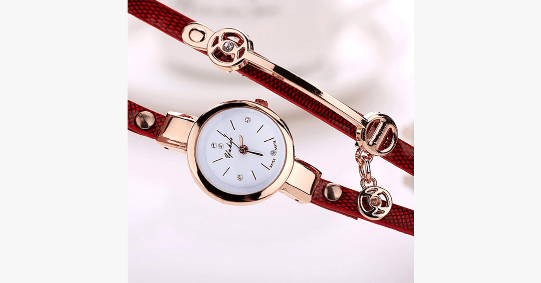 Lisslune | Gold Charm Wrap Watch - Multicolored vegan leather watch for stylish people