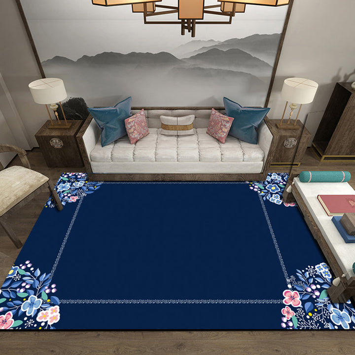 Lisslune | Retro Living Room Carpet Multicolor Plant Pattern Area Rug Cotton Blend Non-Slip Backing Pet-Friendly Indoor Rug