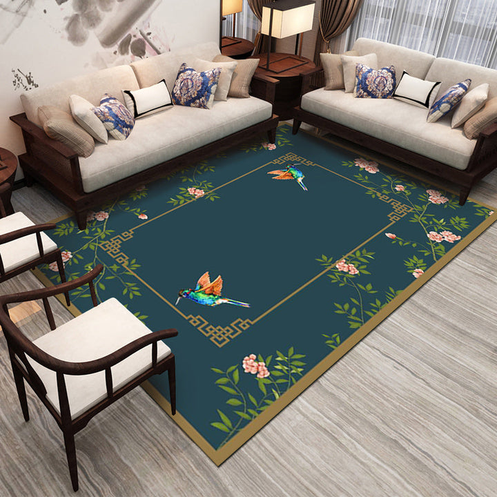 Lisslune | Retro Living Room Carpet Multicolor Plant Pattern Area Rug Cotton Blend Non-Slip Backing Pet-Friendly Indoor Rug