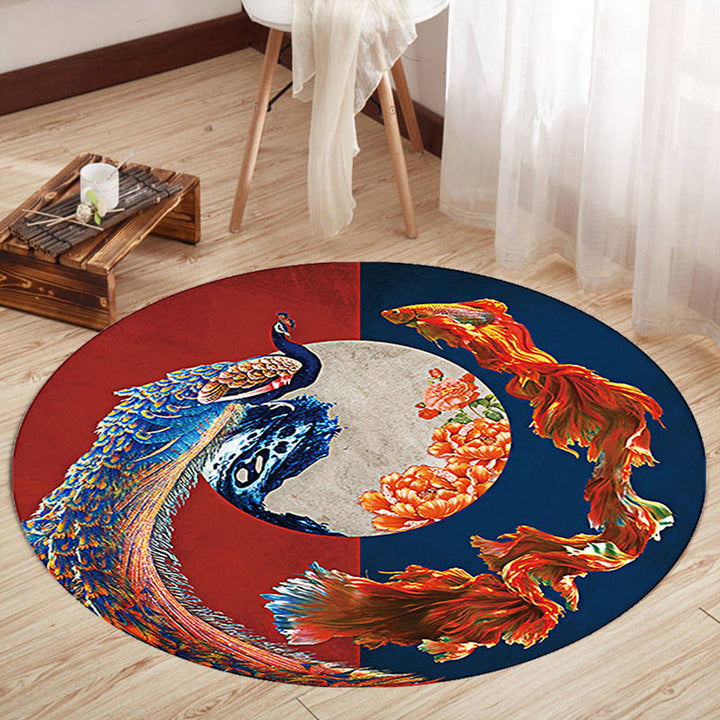 Lisslune | Oriental Living Room Rug Multicolored Floral Printed Indoor Mat Polypropylene Non-Slip Washable Easy Care Mat