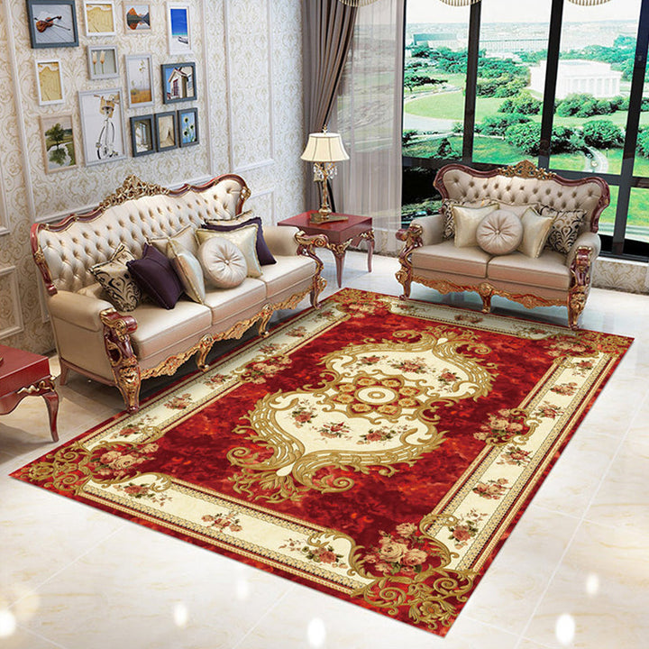 Lisslune | Chinoiserie Flower Rug Multicolor Polypropylene Area Rug Non-Slip Back Pet-Friendly Easy Care Indoor Rug for Living Room