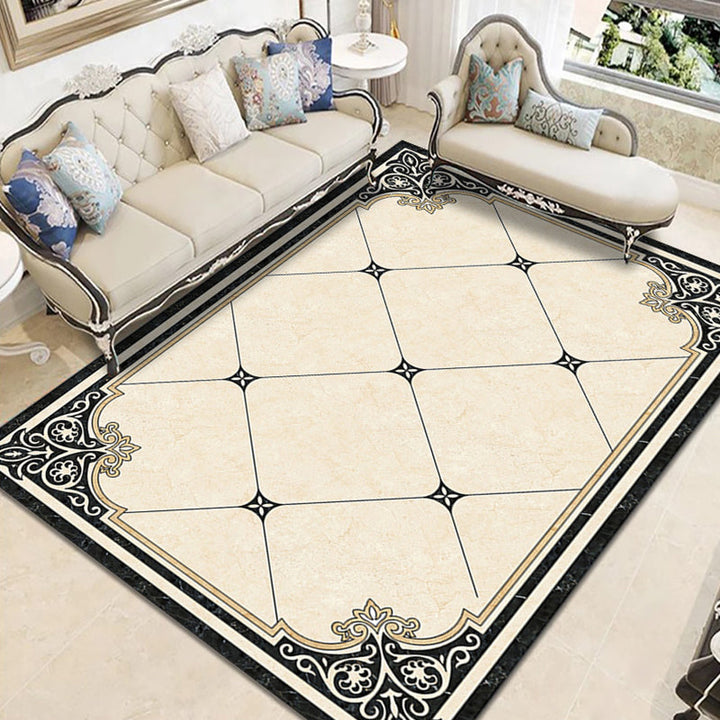 Lisslune | Nostalgia Geometric Printed Rug Multicolored Polyester Indoor Rug Non-Slip Backing Pet-Friendly Rug for Living Room
