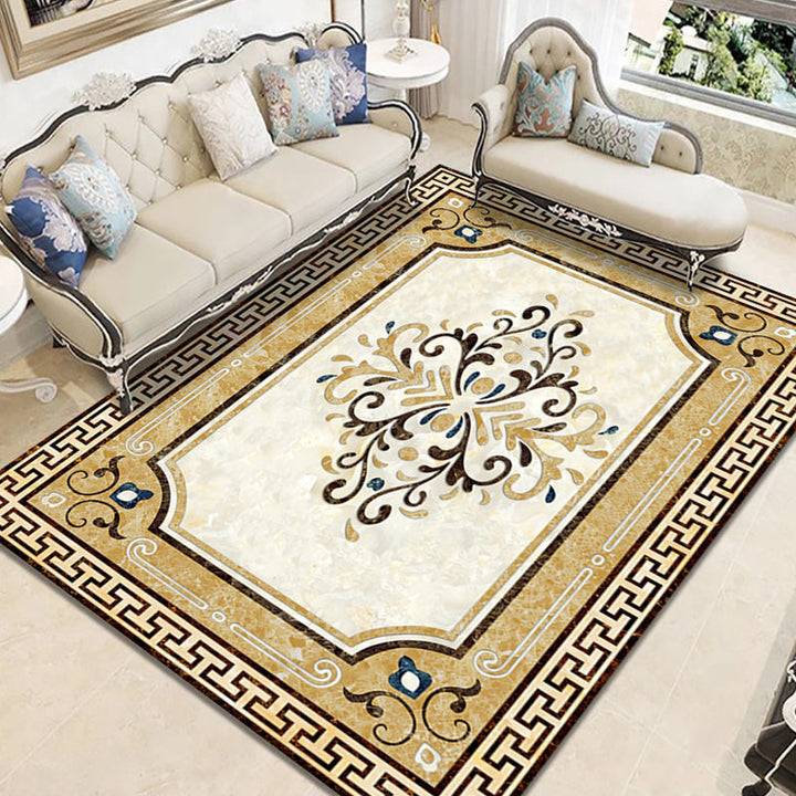 Lisslune | Nostalgia Geometric Printed Rug Multicolored Polyester Indoor Rug Non-Slip Backing Pet-Friendly Rug for Living Room