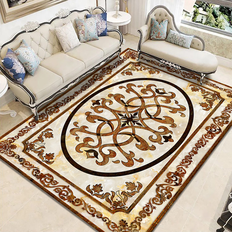 Lisslune | Nostalgia Geometric Printed Rug Multicolored Polyester Indoor Rug Non-Slip Backing Pet-Friendly Rug for Living Room