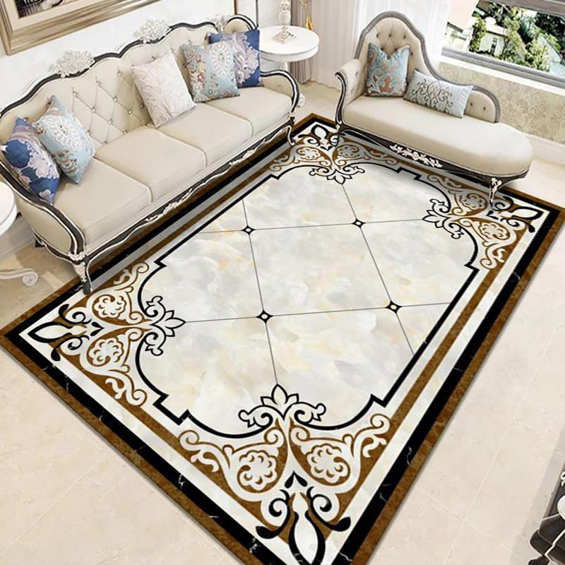 Lisslune | Nostalgia Geometric Printed Rug Multicolored Polyester Indoor Rug Non-Slip Backing Pet-Friendly Rug for Living Room