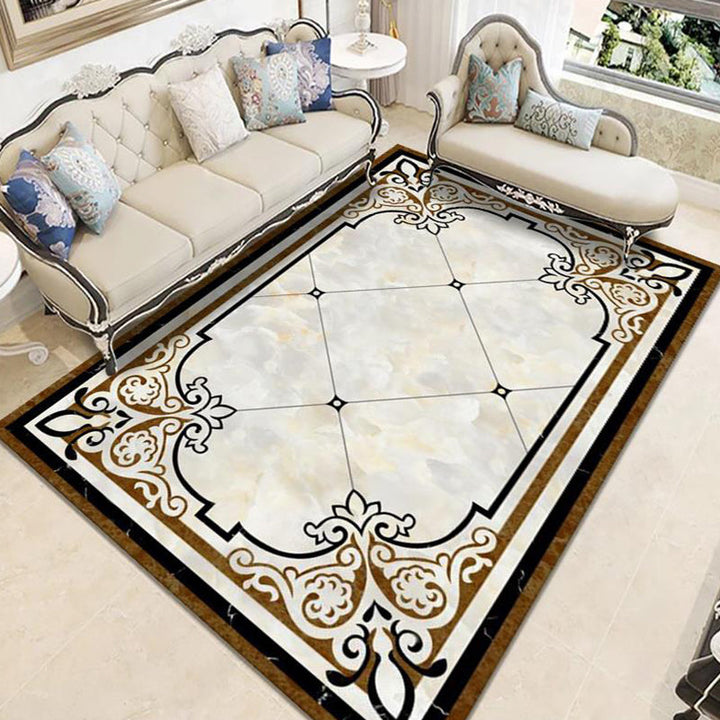 Lisslune | Nostalgia Geometric Printed Rug Multicolored Polyester Indoor Rug Non-Slip Backing Pet-Friendly Rug for Living Room