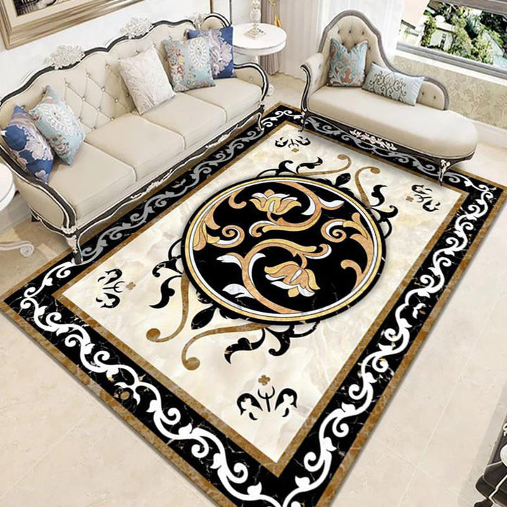 Lisslune | Nostalgia Geometric Printed Rug Multicolored Polyester Indoor Rug Non-Slip Backing Pet-Friendly Rug for Living Room