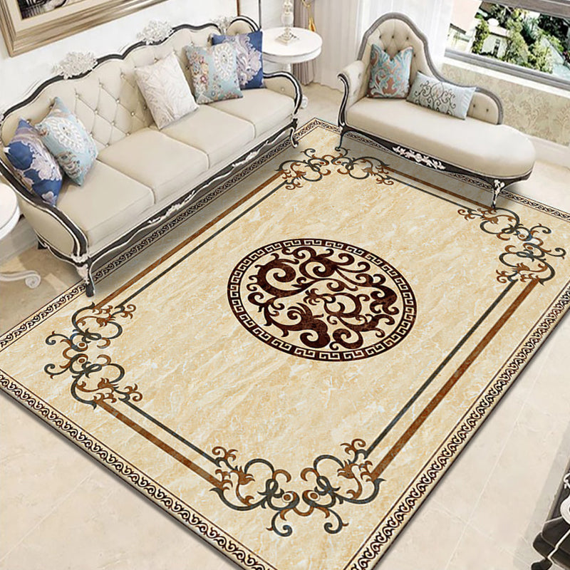 Lisslune | Nostalgia Geometric Printed Rug Multicolored Polyester Indoor Rug Non-Slip Backing Pet-Friendly Rug for Living Room