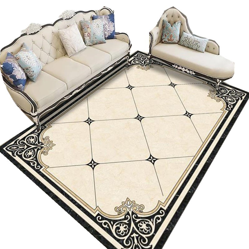 Lisslune | Nostalgia Geometric Printed Rug Multicolored Polyester Indoor Rug Non-Slip Backing Pet-Friendly Rug for Living Room