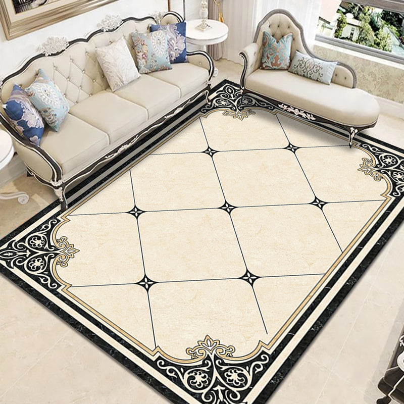 Lisslune | Nostalgia Geometric Printed Rug Multicolored Polyester Indoor Rug Non-Slip Backing Pet-Friendly Rug for Living Room