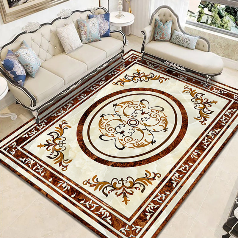 Lisslune | Nostalgia Geometric Printed Rug Multicolored Polyester Indoor Rug Non-Slip Backing Pet-Friendly Rug for Living Room