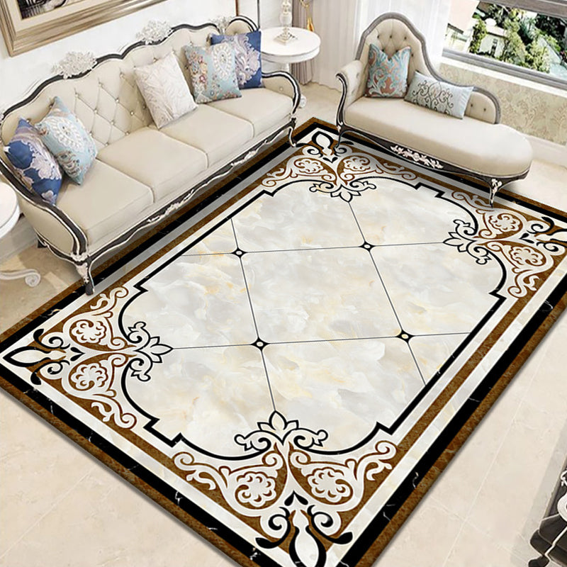 Lisslune | Nostalgia Geometric Printed Rug Multicolored Polyester Indoor Rug Non-Slip Backing Pet-Friendly Rug for Living Room