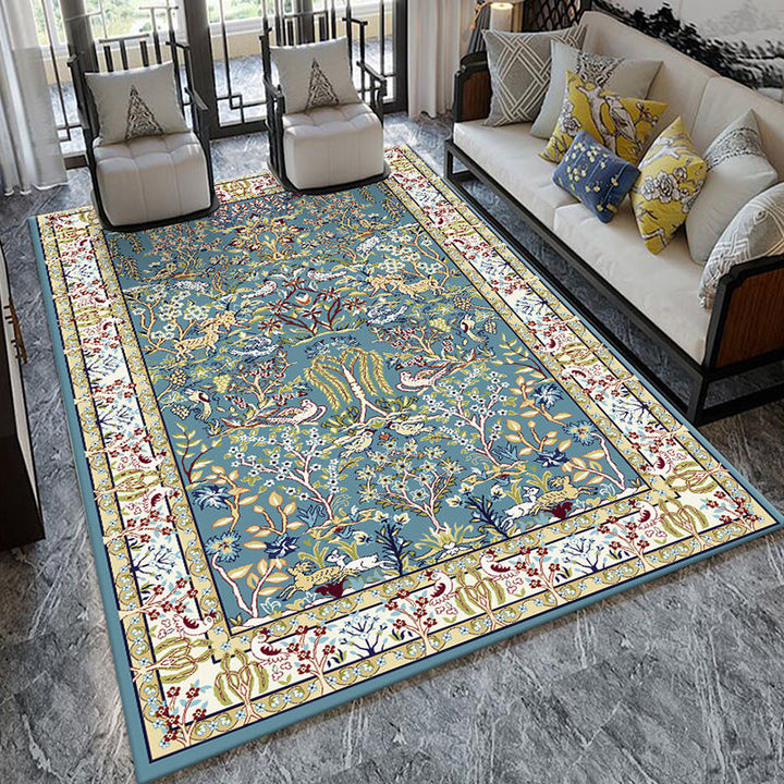 Lisslune | Formal Living Room Carpet Multicolored Plant Print Carpet for Indoors Polypropylene Non-Slip Back Pet-Friendly Carpet