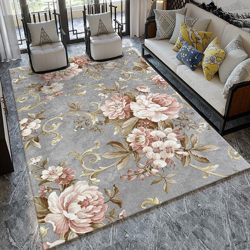 Lisslune | Formal Living Room Carpet Multicolored Plant Print Carpet for Indoors Polypropylene Non-Slip Back Pet-Friendly Carpet