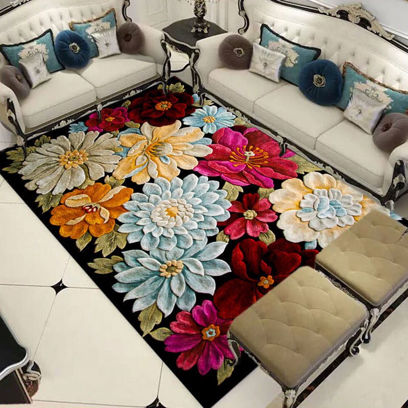 Lisslune | Formal Living Room Carpet Multicolored Plant Print Carpet for Indoors Polypropylene Non-Slip Back Pet-Friendly Carpet