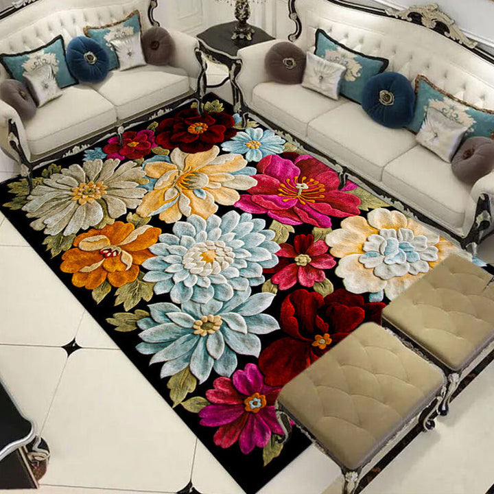 Lisslune | Formal Living Room Carpet Multicolored Plant Print Carpet for Indoors Polypropylene Non-Slip Back Pet-Friendly Carpet