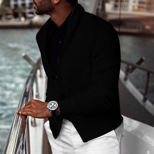Men's cardigan with textured design and elegant shawl collar Lisslune