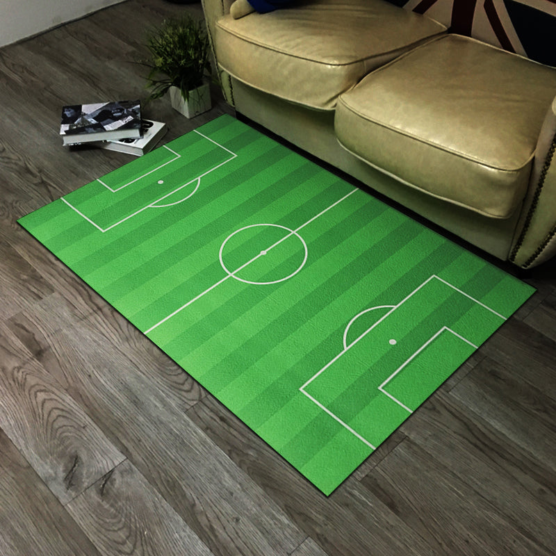Lisslune | Soothing geometric printed rug green polypropylene indoor rug non-slip back easy-care rug for room