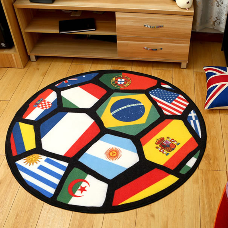 Lisslune | Modern Sport Printed Rug Red Nylon Indoor Rug Non-Slip Backing Pet Friendly Easy Care Area Rug for Kids Room