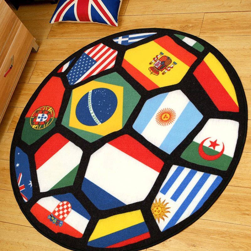 Lisslune | Modern Sport Printed Rug Red Nylon Indoor Rug Non-Slip Backing Pet Friendly Easy Care Area Rug for Kids Room