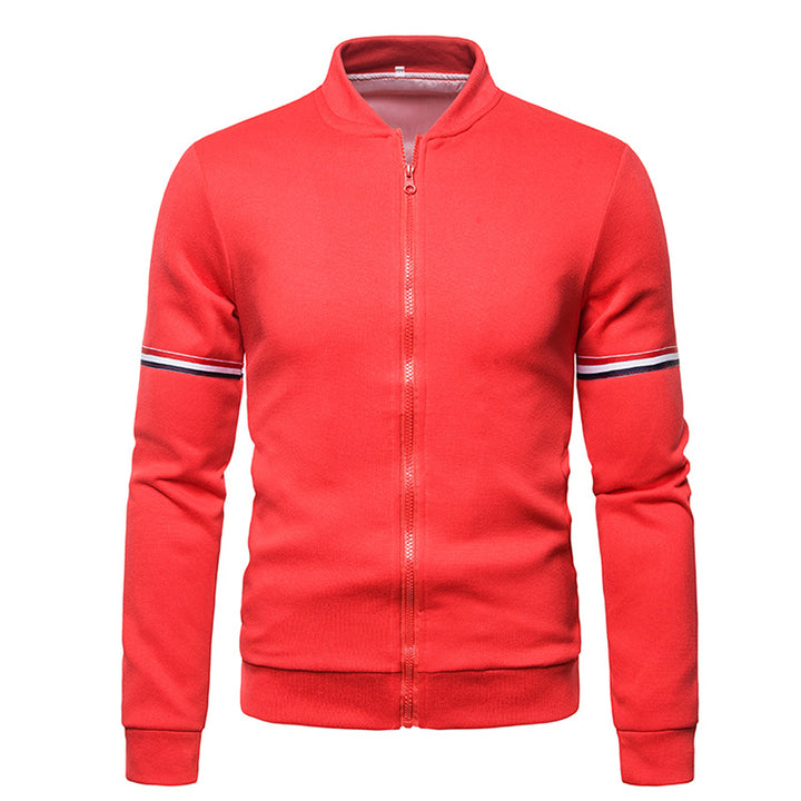 Men's sporty zip jacket with structured surface and contrast stripes Lisslune