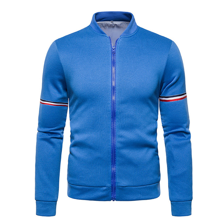 Men's sporty zip jacket with structured surface and contrast stripes Lisslune
