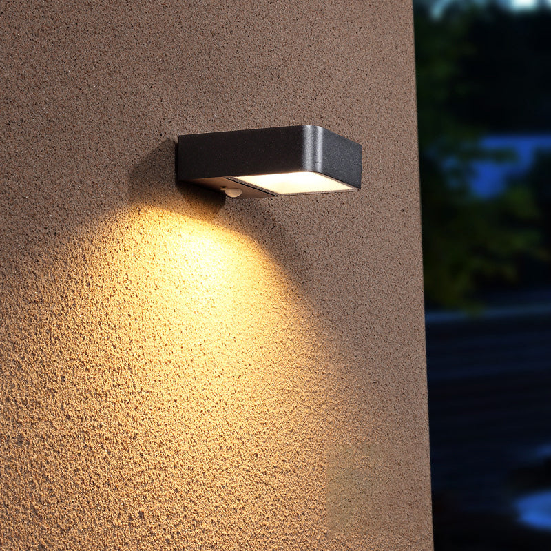 Skørter | Metal Rectangular Sun Wall Lamp Simplicity LED Black Wall Lamp for Patio