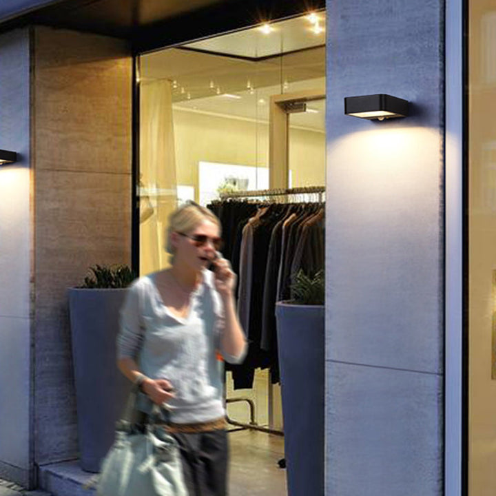 Skørter | Metal Rectangular Sun Wall Lamp Simplicity LED Black Wall Lamp for Patio