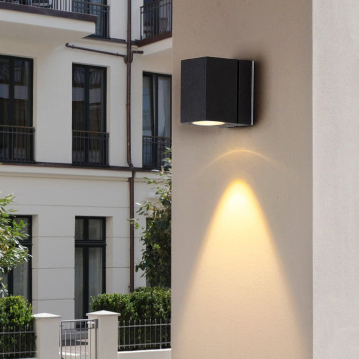 Lisslune | Rectangular Mini Wall-Mounted Lighting Modern Metal LED Patio Wall Light in Black