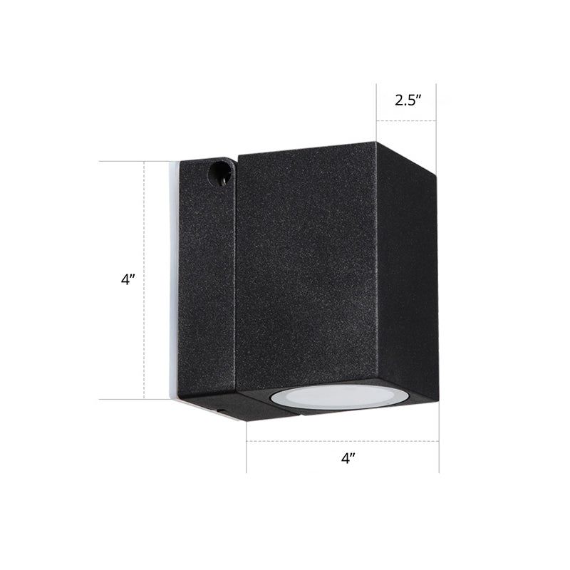 Lisslune | Rectangular Mini Wall-Mounted Lighting Modern Metal LED Patio Wall Light in Black