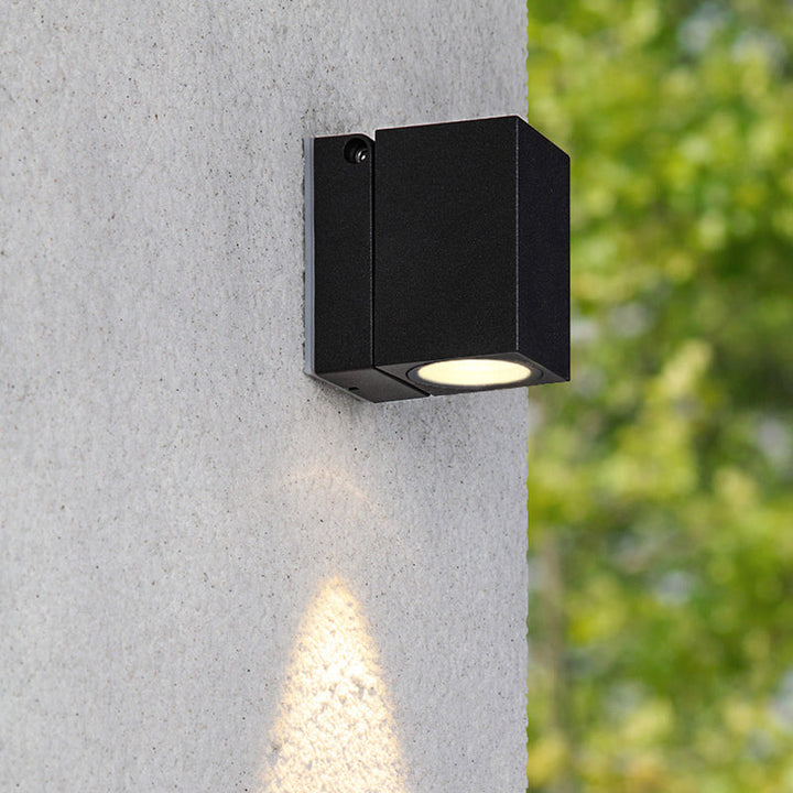 Lisslune | Rectangular Mini Wall-Mounted Lighting Modern Metal LED Patio Wall Light in Black