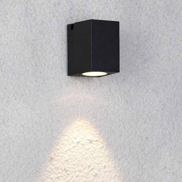 Lisslune | Rectangular Mini Wall-Mounted Lighting Modern Metal LED Patio Wall Light in Black