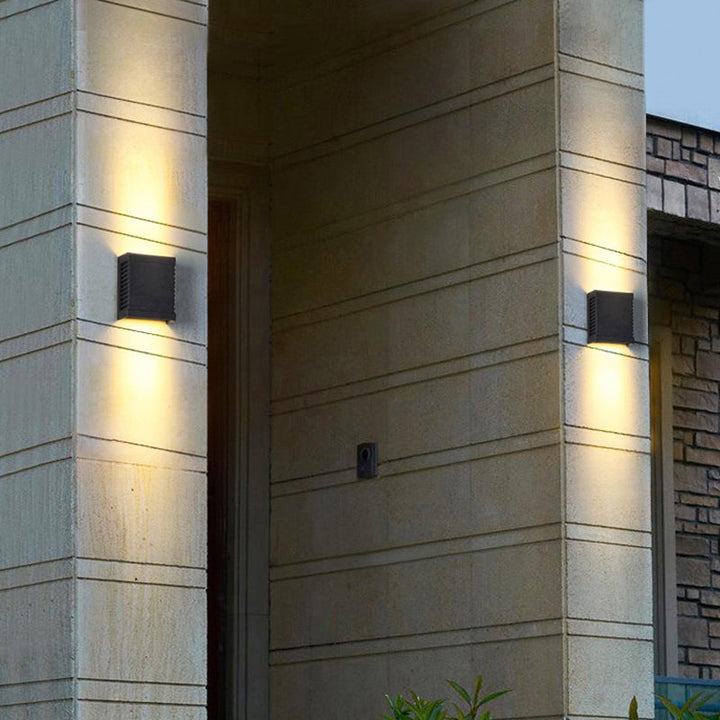 Lisslune | LED Garden Wall Wash Light Modern Black Wall Lamp with Rectangular Metal Shade