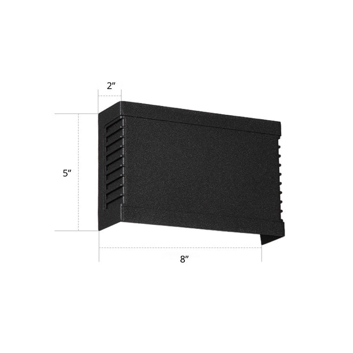 Lisslune | LED Garden Wall Wash Light Modern Black Wall Lamp with Rectangular Metal Shade