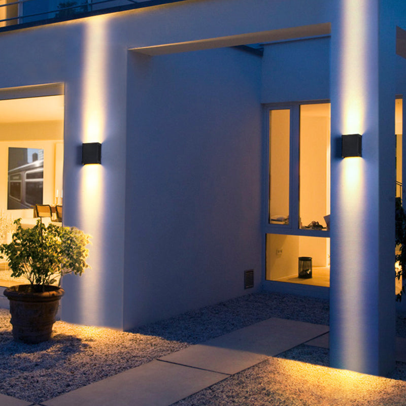 Lisslune | LED Garden Wall Wash Light Modern Black Wall Lamp with Rectangular Metal Shade