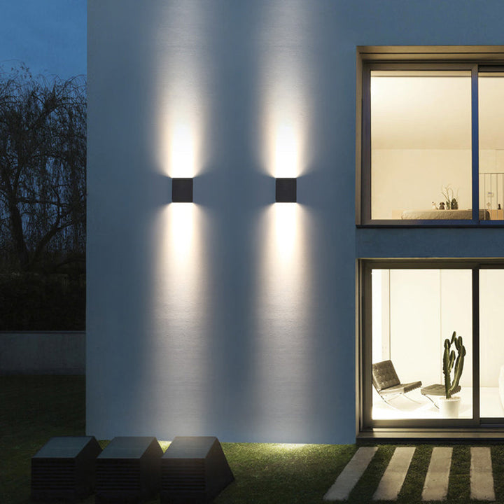 Lisslune | LED Garden Wall Wash Light Modern Black Wall Lamp with Rectangular Metal Shade
