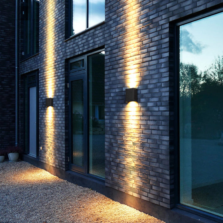 Lisslune | LED Garden Wall Wash Light Modern Black Wall Lamp with Rectangular Metal Shade