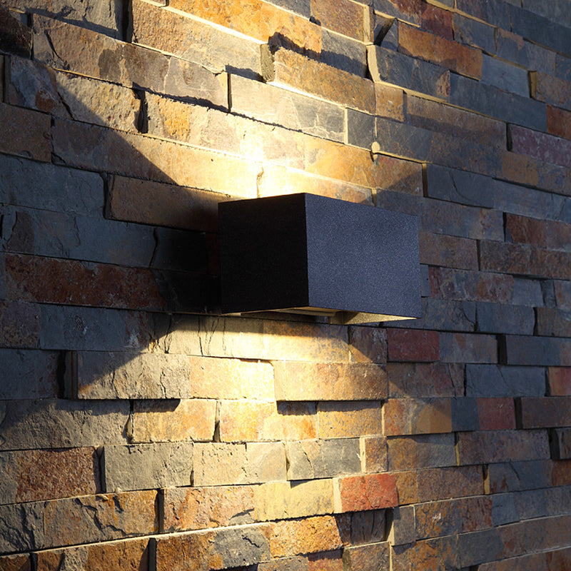 Lisslune | Rectangular LED Wall Light Minimalist Metal Matte Black Wall Lamp for the Garden