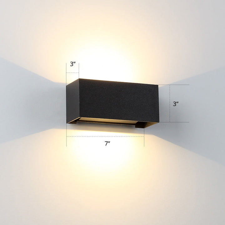 Lisslune | Rectangular LED Wall Light Minimalist Metal Matte Black Wall Lamp for the Garden