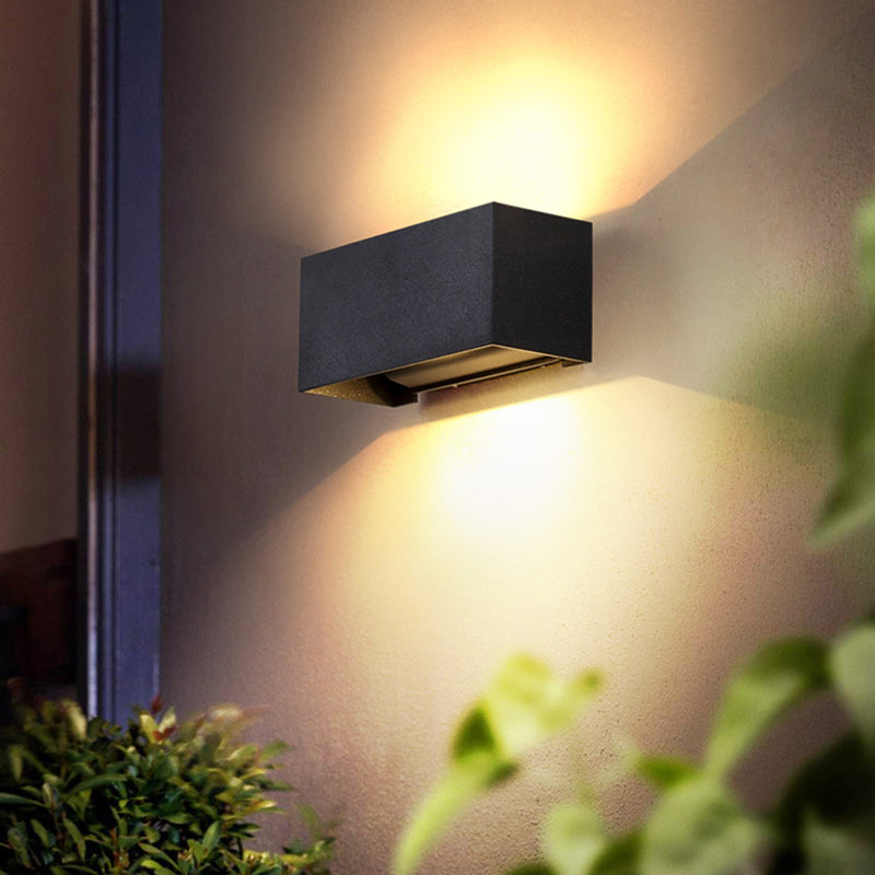 Lisslune | Rectangular LED Wall Light Minimalist Metal Matte Black Wall Lamp for the Garden