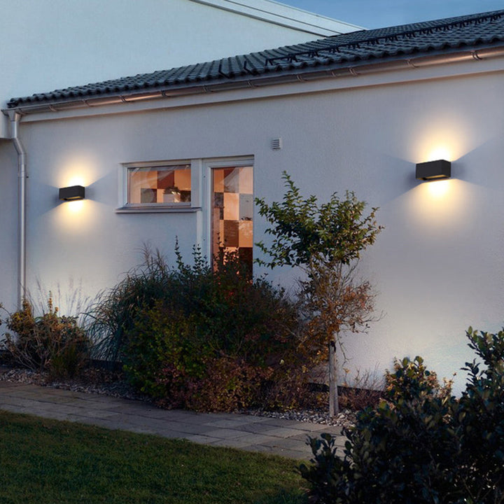 Lisslune | Rectangular LED Wall Light Minimalist Metal Matte Black Wall Lamp for the Garden