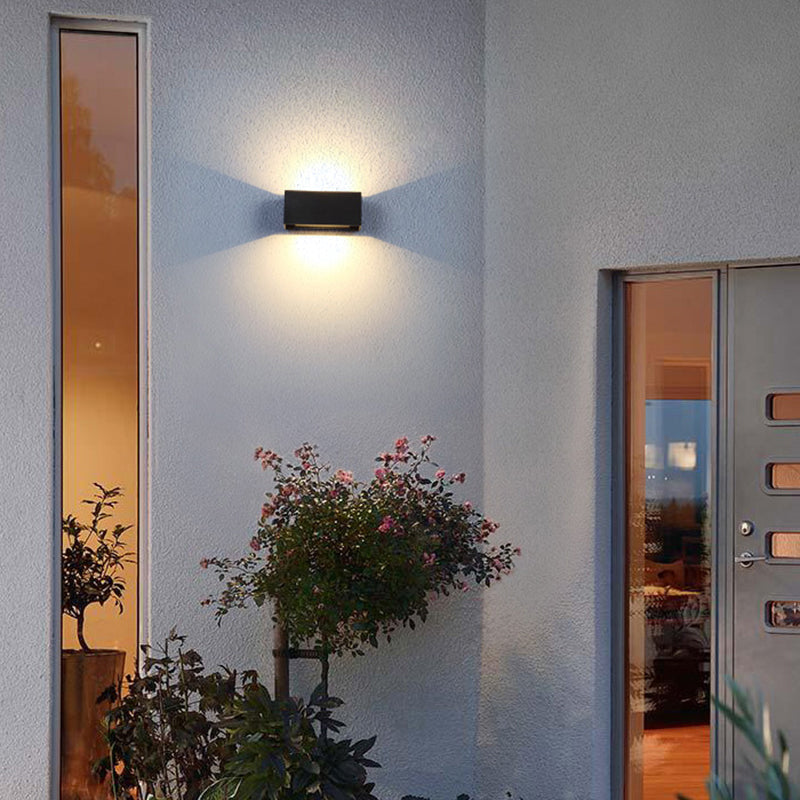 Lisslune | Rectangular LED Wall Light Minimalist Metal Matte Black Wall Lamp for the Garden