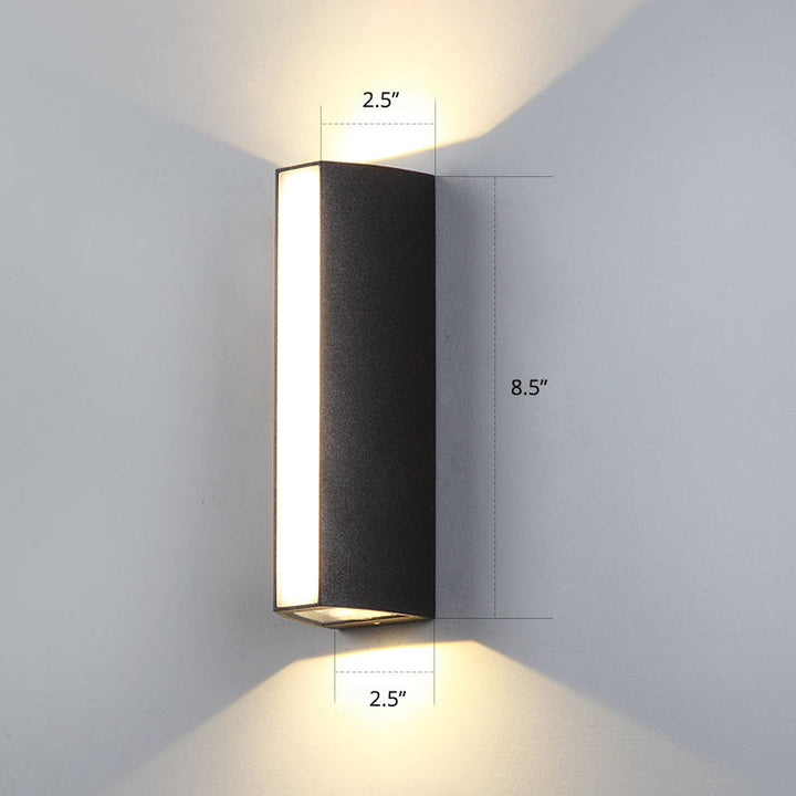 Lisslune | Matte black rectangular LED wall light Simple style metallic wall lamp for outdoor use