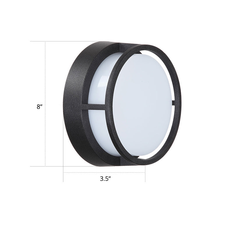 Skørter | Round Outdoor Wall Lamp Plastic Modernistic LED Wall Mount Lighting in Black