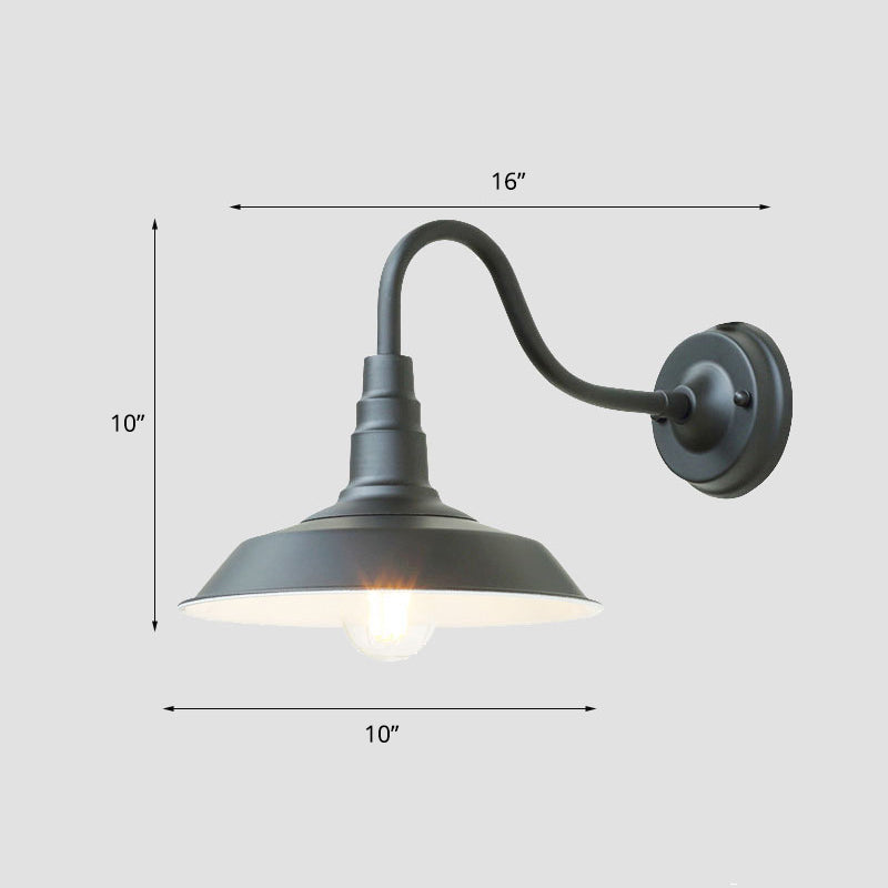 Skørter | 1-Pear Flexarm Wall Light Industrial Metal Wall Light with Barn Shade for Outdoor Use