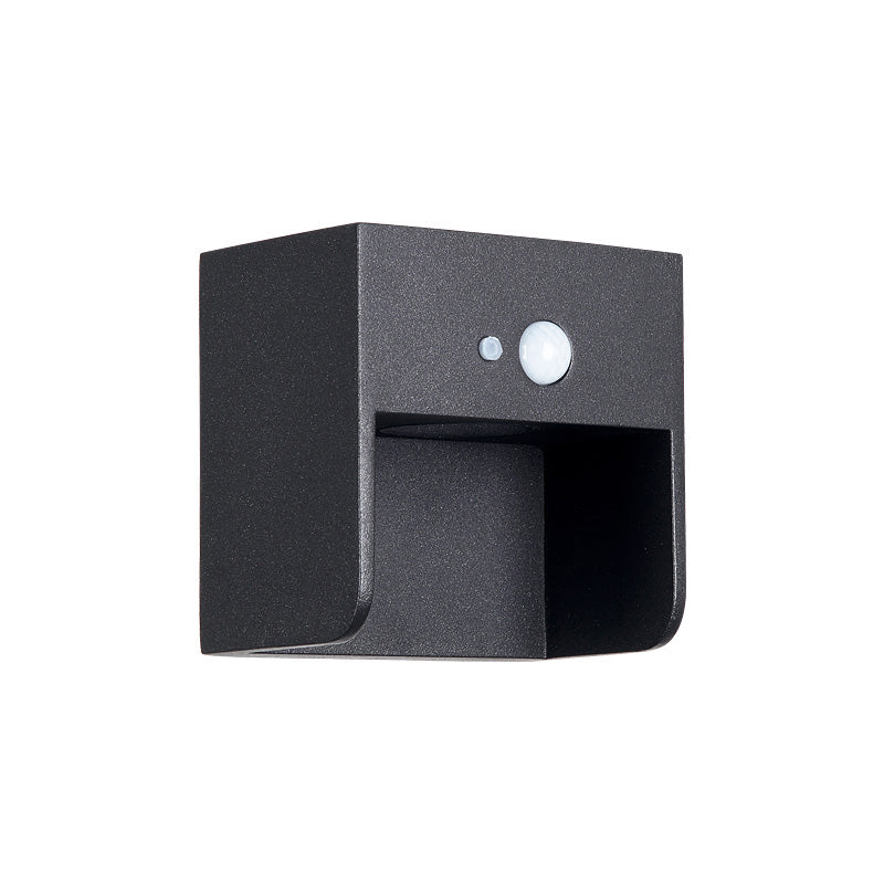 Skørter | Box Solar Wall Lamp Simple Style Metal Black Finish Wall Mount Lighting for Path