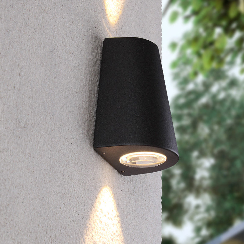 Lisslune | Trapezium Up and Down LED Wall Light Modern Metal Garden Wall Lamp in Black